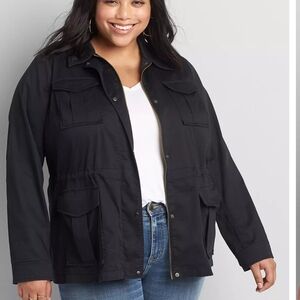 Lane Bryant Women's Black Utility Jacket Size 28